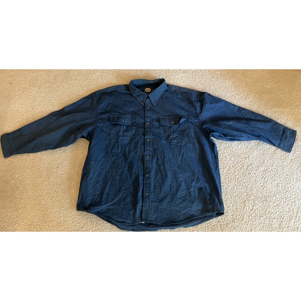 New Cabela's Midweight Blue Chambray Button Down Shirt Men 3XL